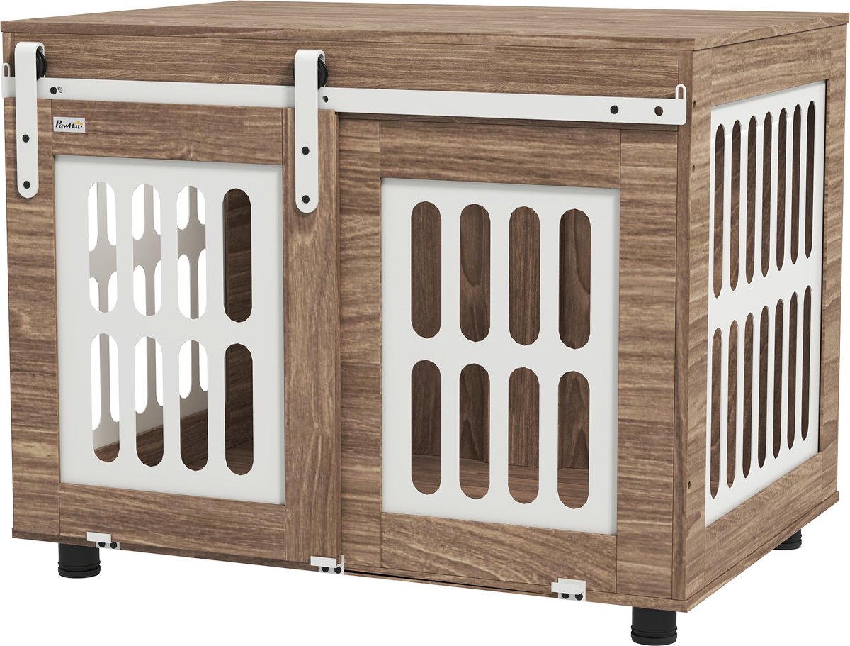 Hondenbench - Meubel - Hondenkooi - Salontafel - Schuifdeur - 80 x 569 x 63 cm - noyer