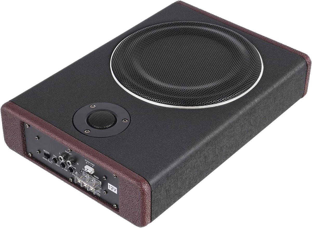 600W car subwoofer 8 inch car stereo ultra-thin subwoofer 12V stainless steel cockpit compact audio active subwoofer - ShopVlot
