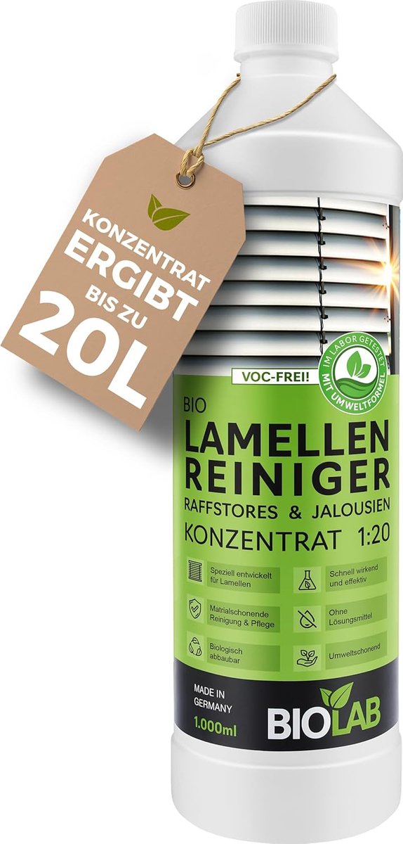 BIOLAB Louver cleaner concentrate 1:20 (1 liter) Blinds & Raffstore cleaner - slat cleaner and blind cleaner - ShopVlot