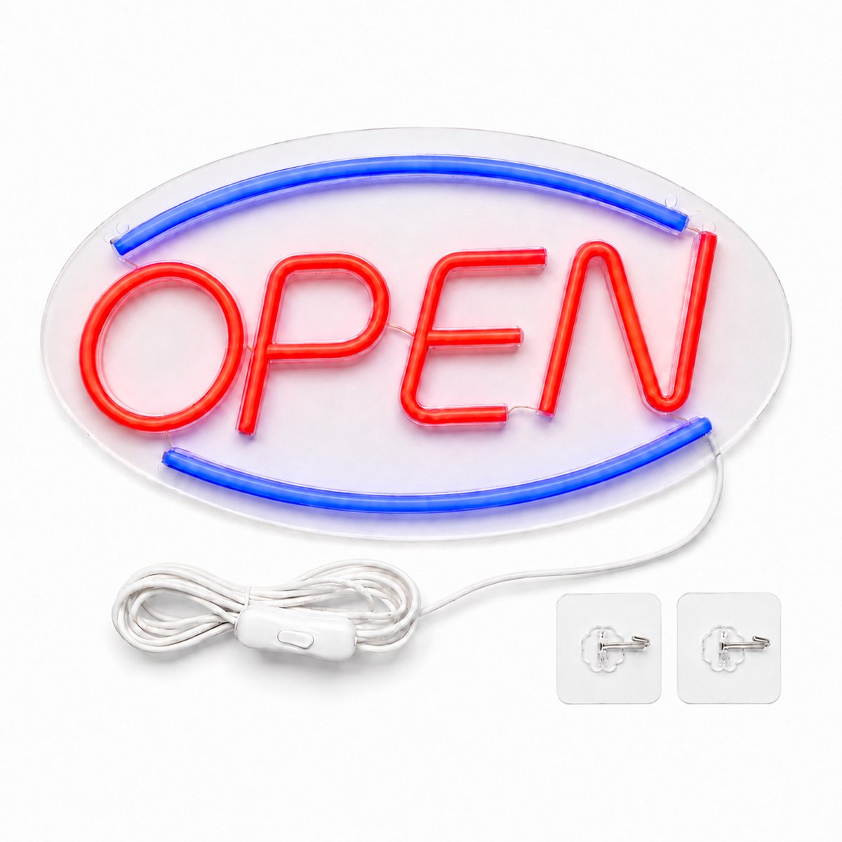 ZoeZo Open Neon Sign LED Wandlamp - Neon verlichting - Lichtreclame voor Winkel, Bar en Horeca - 22 x 45 cm - Rood/Blauw