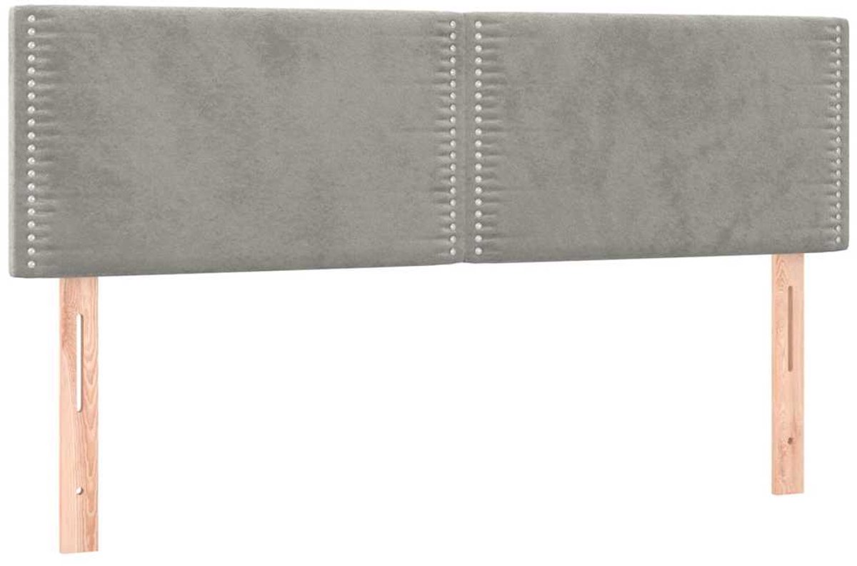 vidaXL Hoofdborden - 144x5x78/88 - cm - fluweel - lichtgrijs