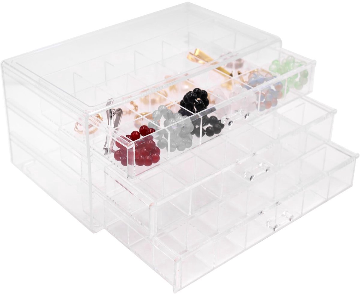 Casalora Sieradenbox - Acryl Sieradendoos - Organizer - Bijouteriedoos Opbergbo - Organizer Ladesysteem - Juwelen Opbergdoos - Make Up Lader - 3 Laden