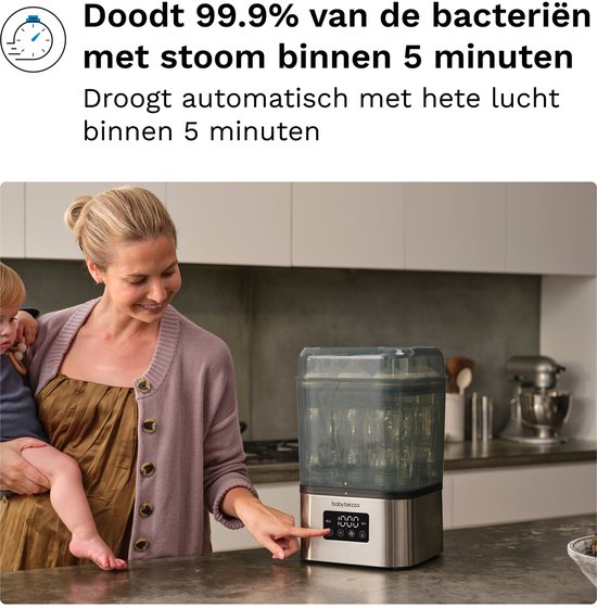 Baby Brezza SuperQuick Sterilizer Dryer - Flessen Sterilisator & Droger - Klaar in 10 minuten - Stainless Steel van Merkloos — afbeelding 2