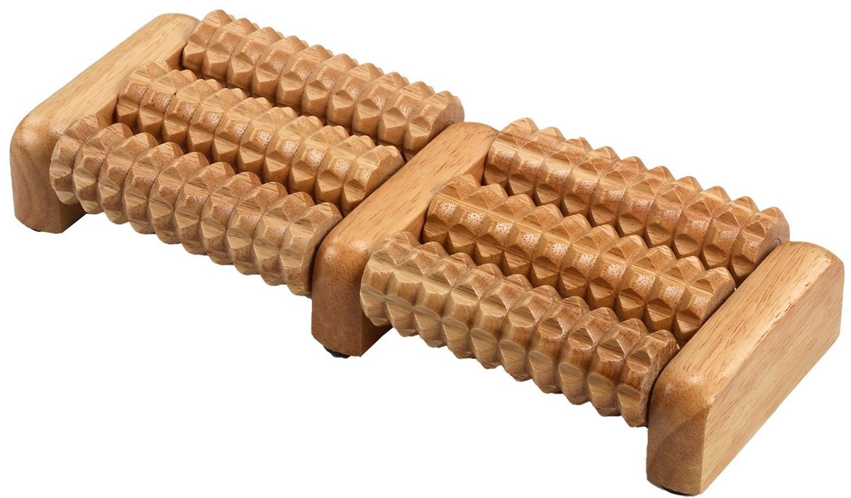 Solidchoice - Houten Voetmassageroller met 6 Rollen