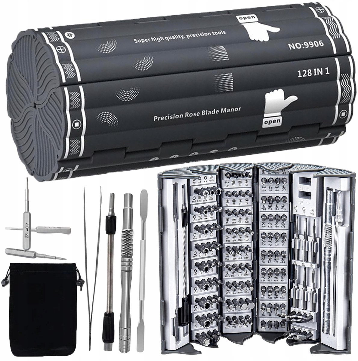 Precisie Schroevendraaierset 128-delig met Magnetische Bits en Koffer