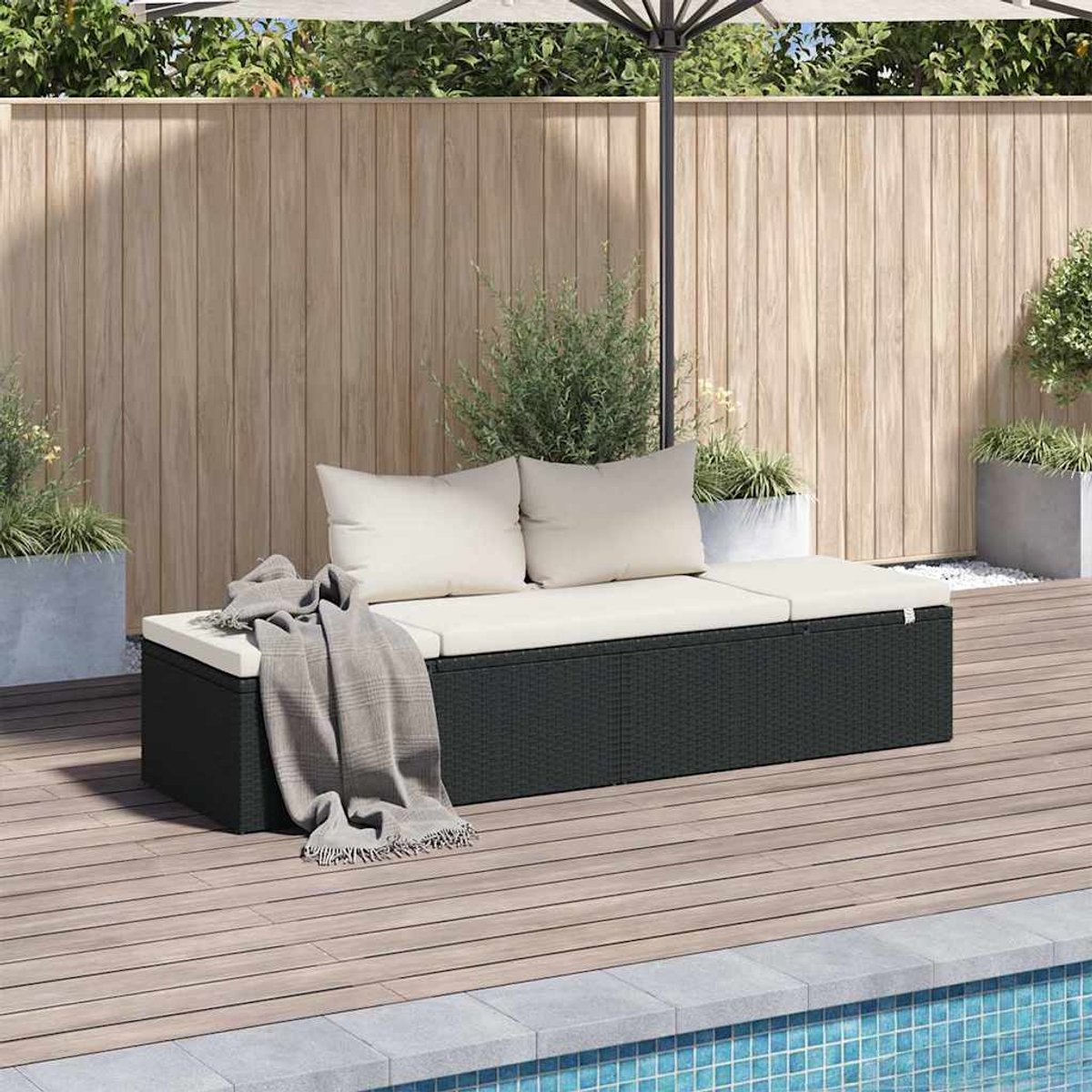 VidaXL Loungebank 195x60 cm zwart rattan