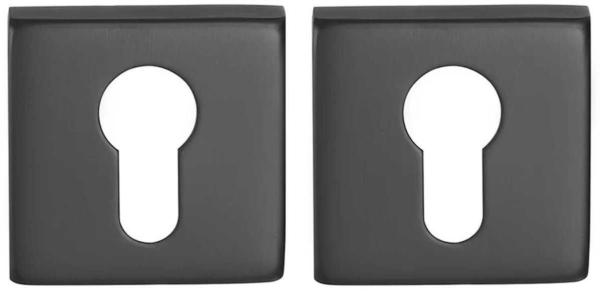 Cilinderrozet vierkant 53x53x8,9mm mat zwart PVD gecoat