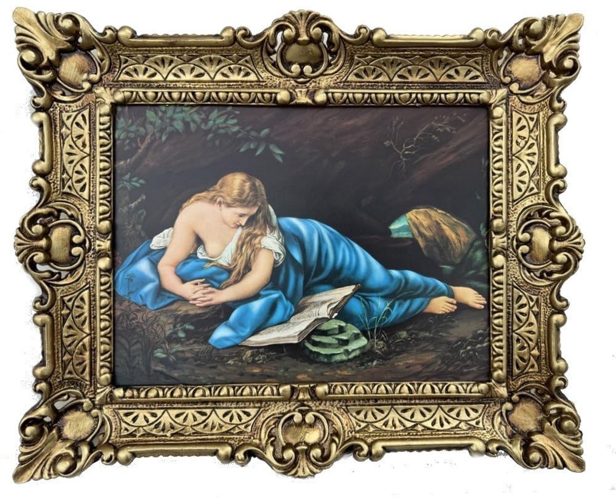 Solidchoice - Prachtige Repro Barok Schilderij Ingelijst - Jezus en Maria Magdalena
