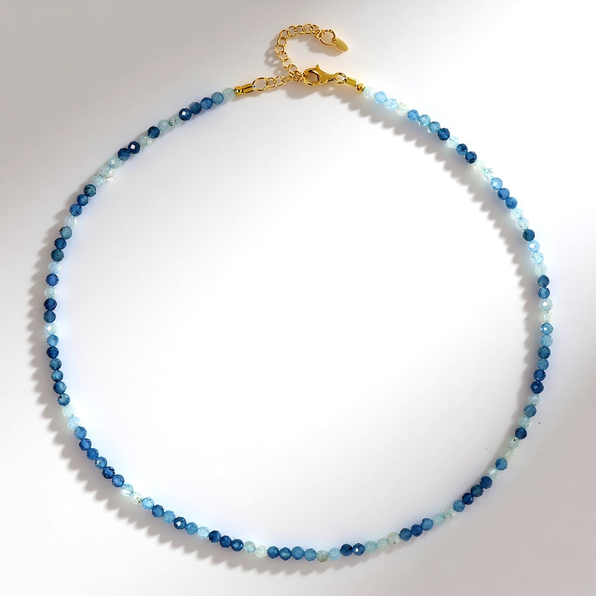 Cavill - Zilveren Ketting met Braziliaanse Aquamarijn Blauwtinten - 925 Sterling Zilver Goud Verguld - Elegante Verstelbare Damesketting - 35,936ct