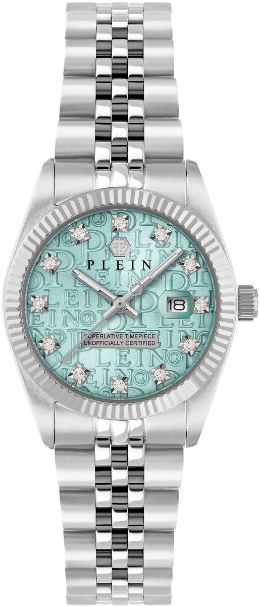 Philipp Plein Date Superlative PWNFA0225 Horloge - Staal - Zilverkleurig - Ø 28 mm