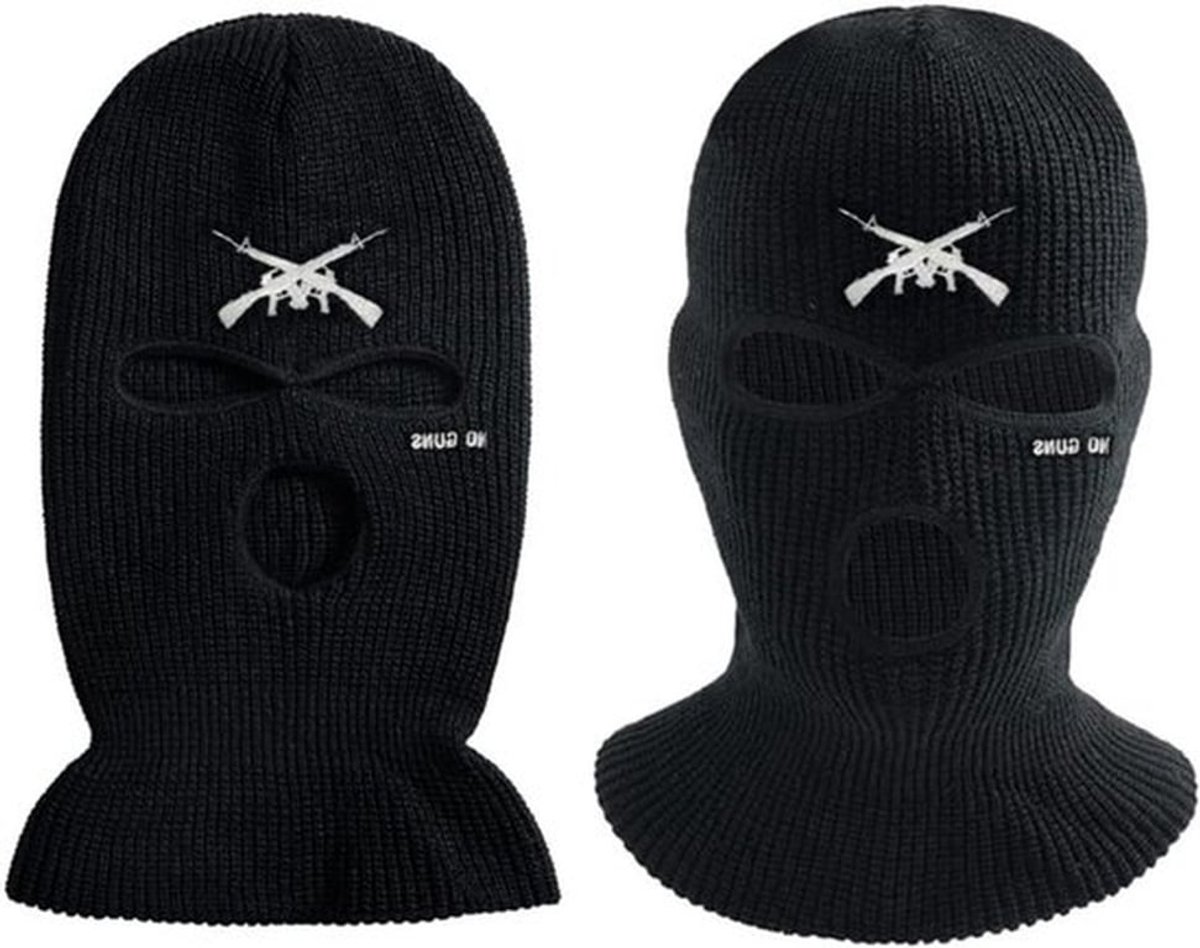3-Hole Full Face Masker voor Winterse Buitensporten - Gebreide Balaclava voor Mannen en Vrouwen, Zwart, Warm en Ademend
