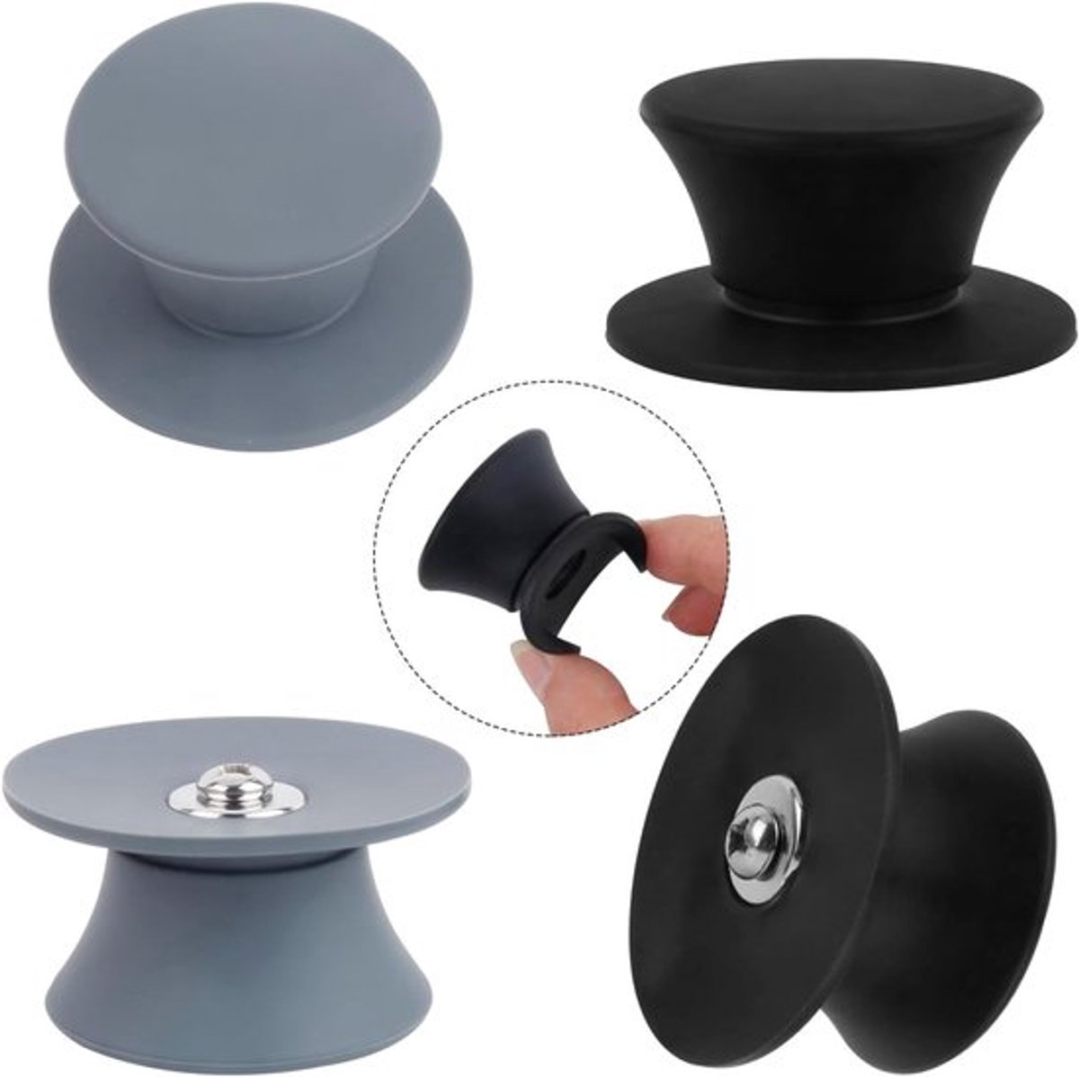 Set van 4 Vervangende Handgrepen voor Potdeksels, Siliconen Knoppen voor Glazen Deksel, Keukenaccessoires voor Kookgerei