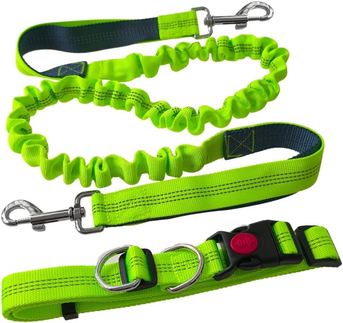 Handsfree Hondenriem - Groen - Verstelbare Heupriem van 70-130 cm - Bungee Hondenlijn - Voor Sportieve Eigenaars