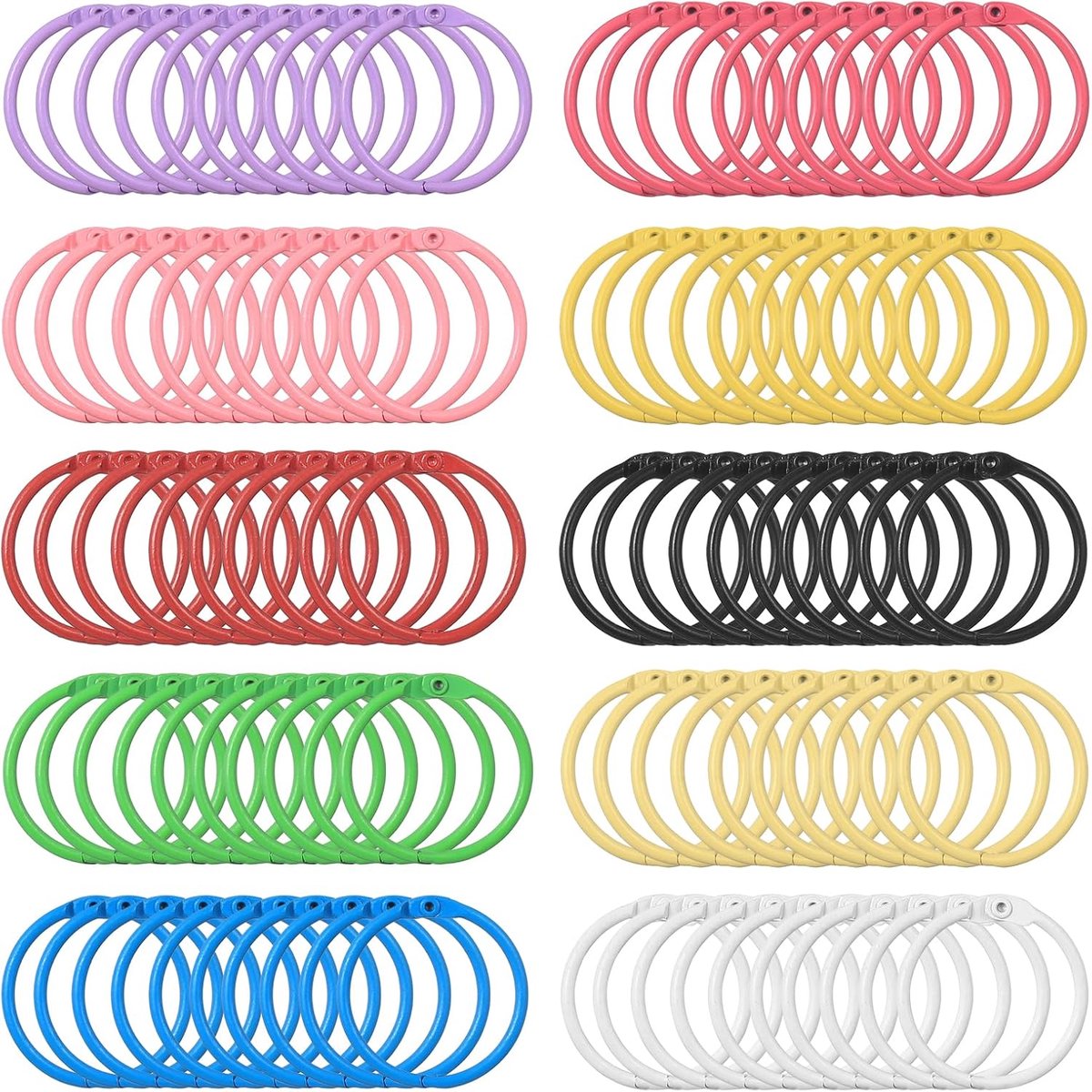 100pcs Metal Book Rings, 30mm Key Rings, Colourful Ring Binder, Ring for Index Cards, Rings, Multicoloured Book - ShopVlot