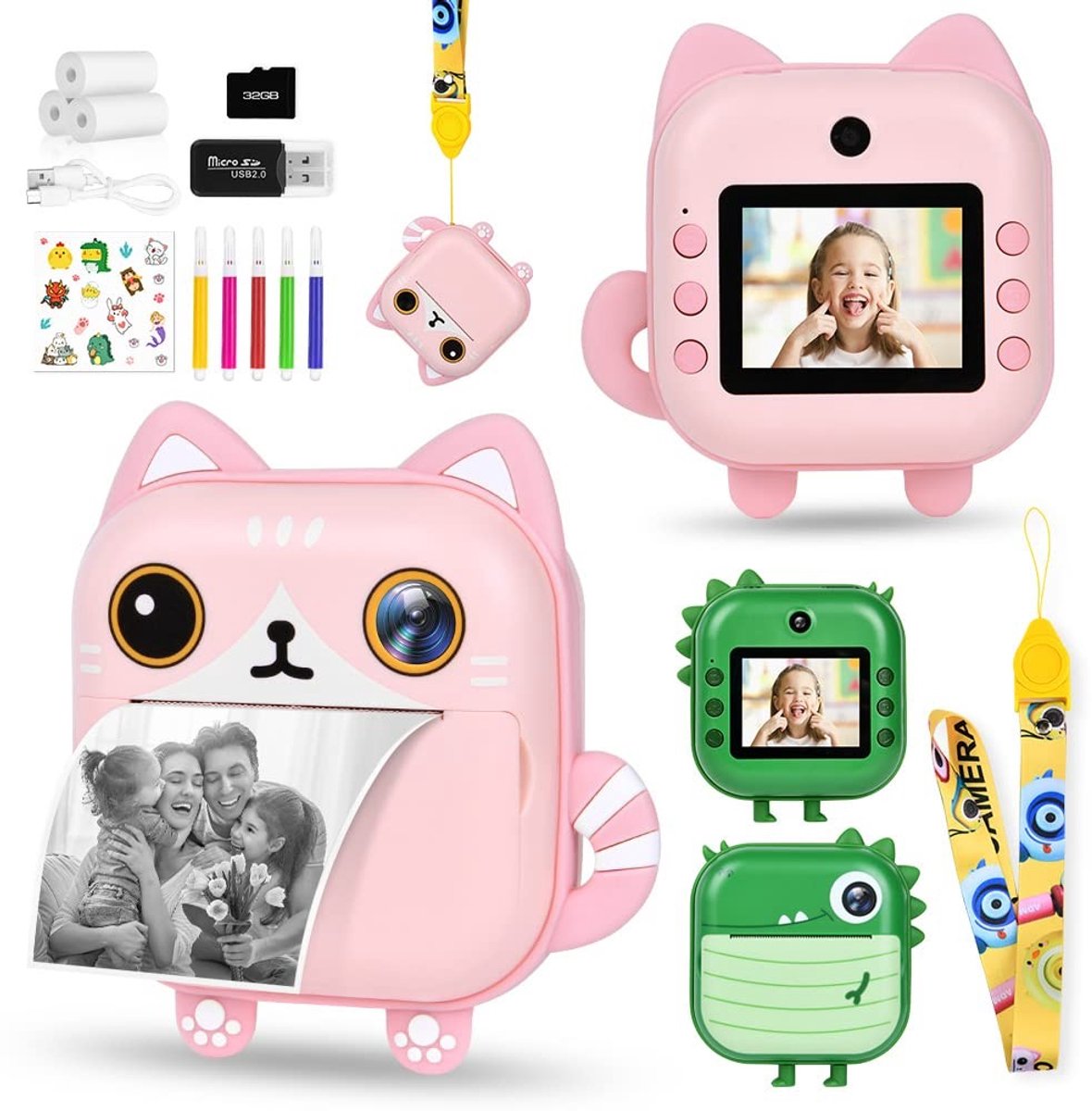 Solidchoice - Instant Printcamera voor Kinderen met Dubbele 1080p Camera