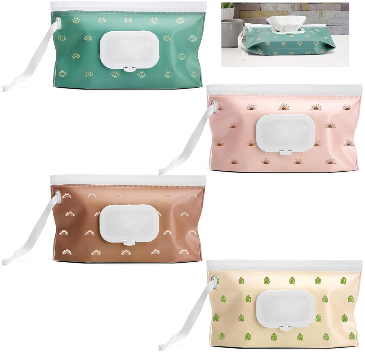 Solidchoice - Herbruikbare Natte Doekjes Tas voor Baby's, Set van 4