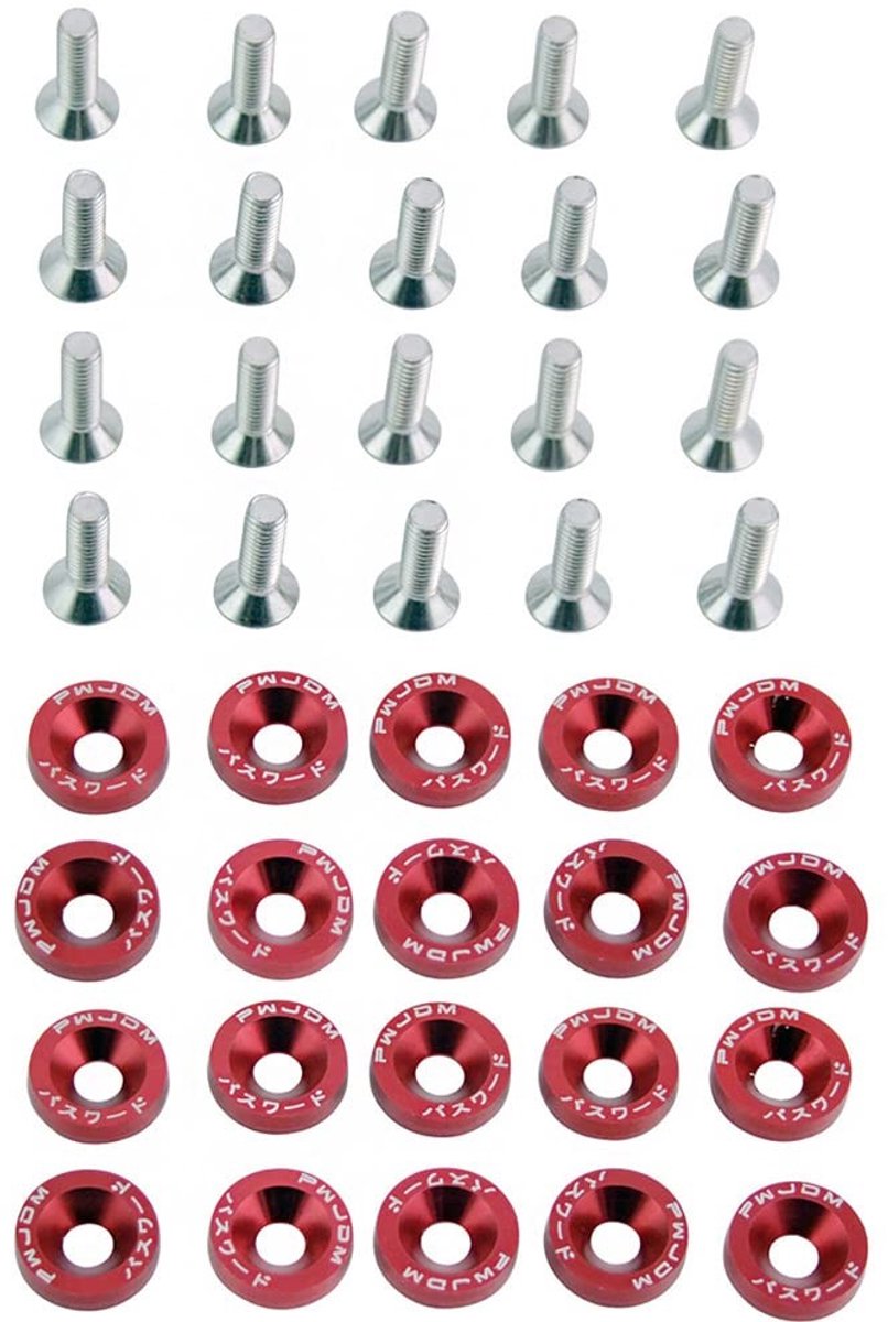 Solidchoice - Onderlegplaatjes voor Spatbord M6 x 20 mm - Billet Aluminium Bevestigingsset (Rood)
