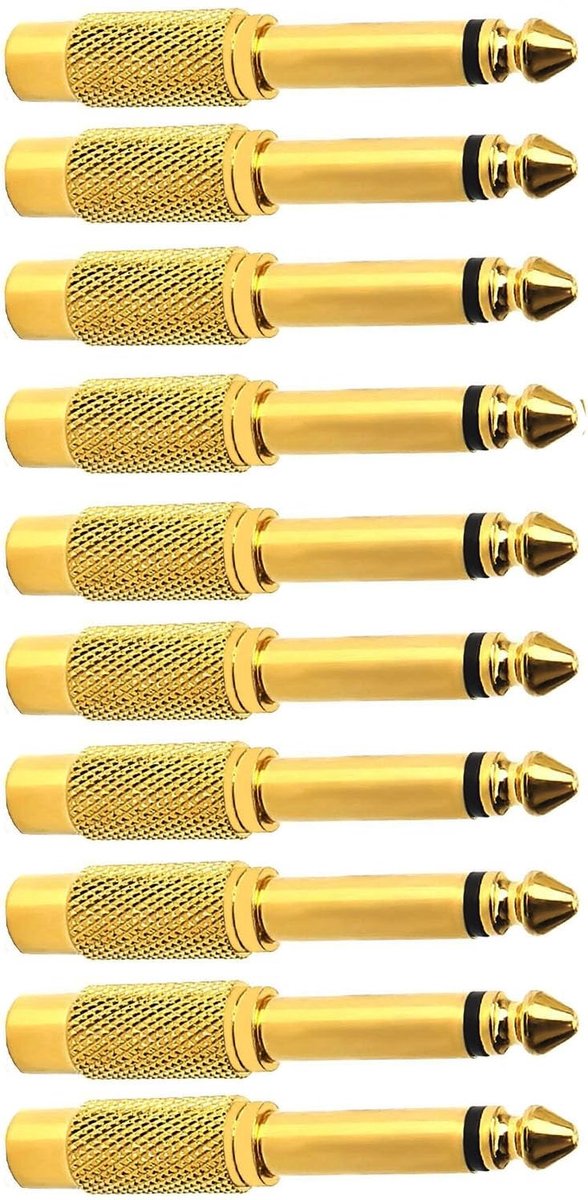 10x Mono Jack (6,35 mm) naar Tulp (RCA) Adapter - Audio Kabel Adapter Set