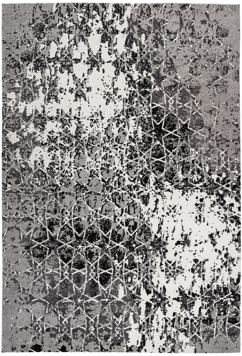 Padiro laagpolig vloerkleed 160 x 230 cm - grijs - modern abstract design - geschikt voor vloerverwarming - van polyester en katoen