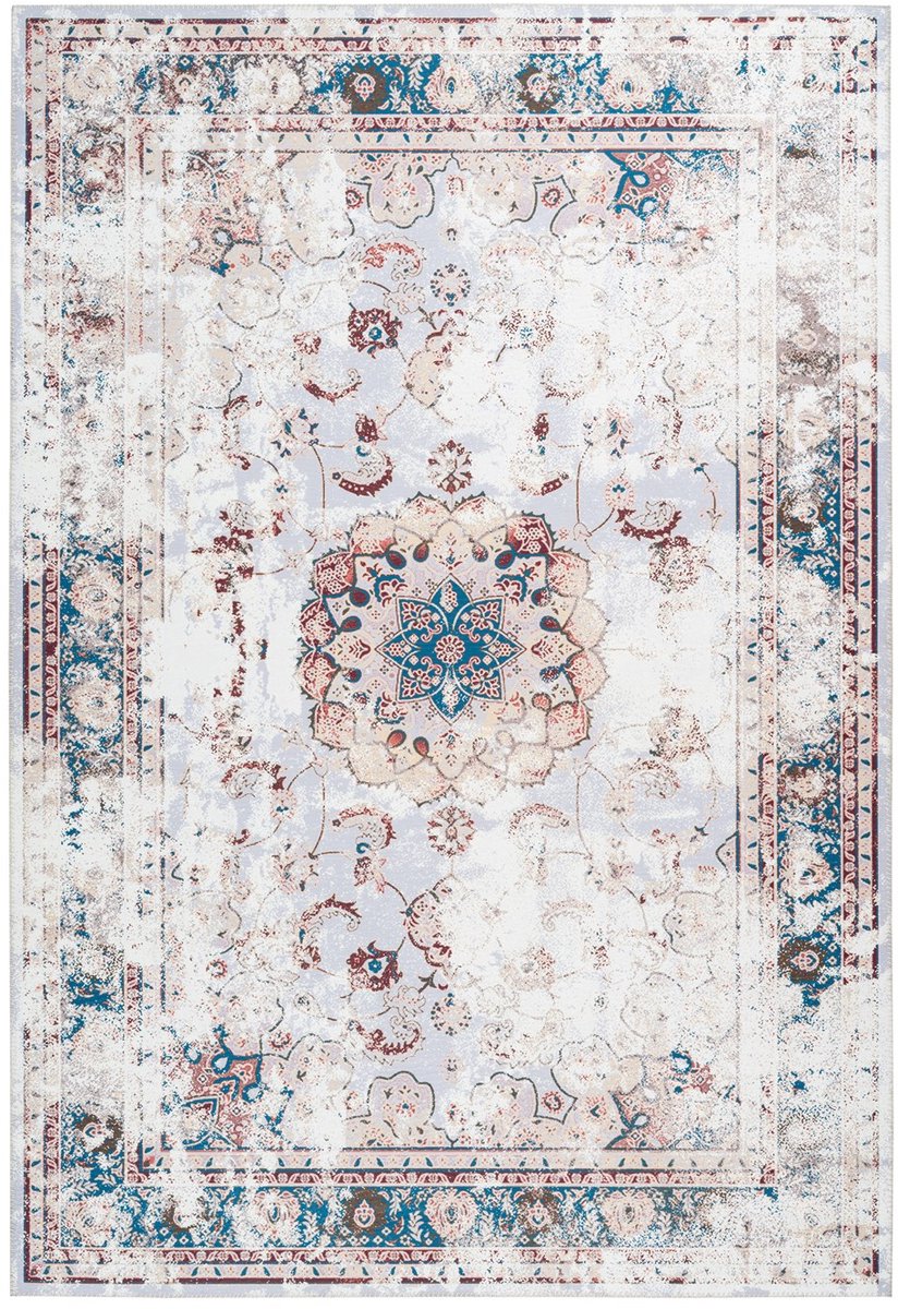 Padiro laagpolig vloerkleed 120 x 170 cm - meerkleurig / bruin - oosters vintage patroon - geschikt voor vloerverwarming - van polyester