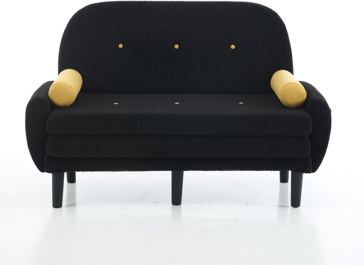 Corduroy Sofa-Bed 133.5x77x85 cm - Met Veelzijdig Gebruik En Opbergruimte, Zwart