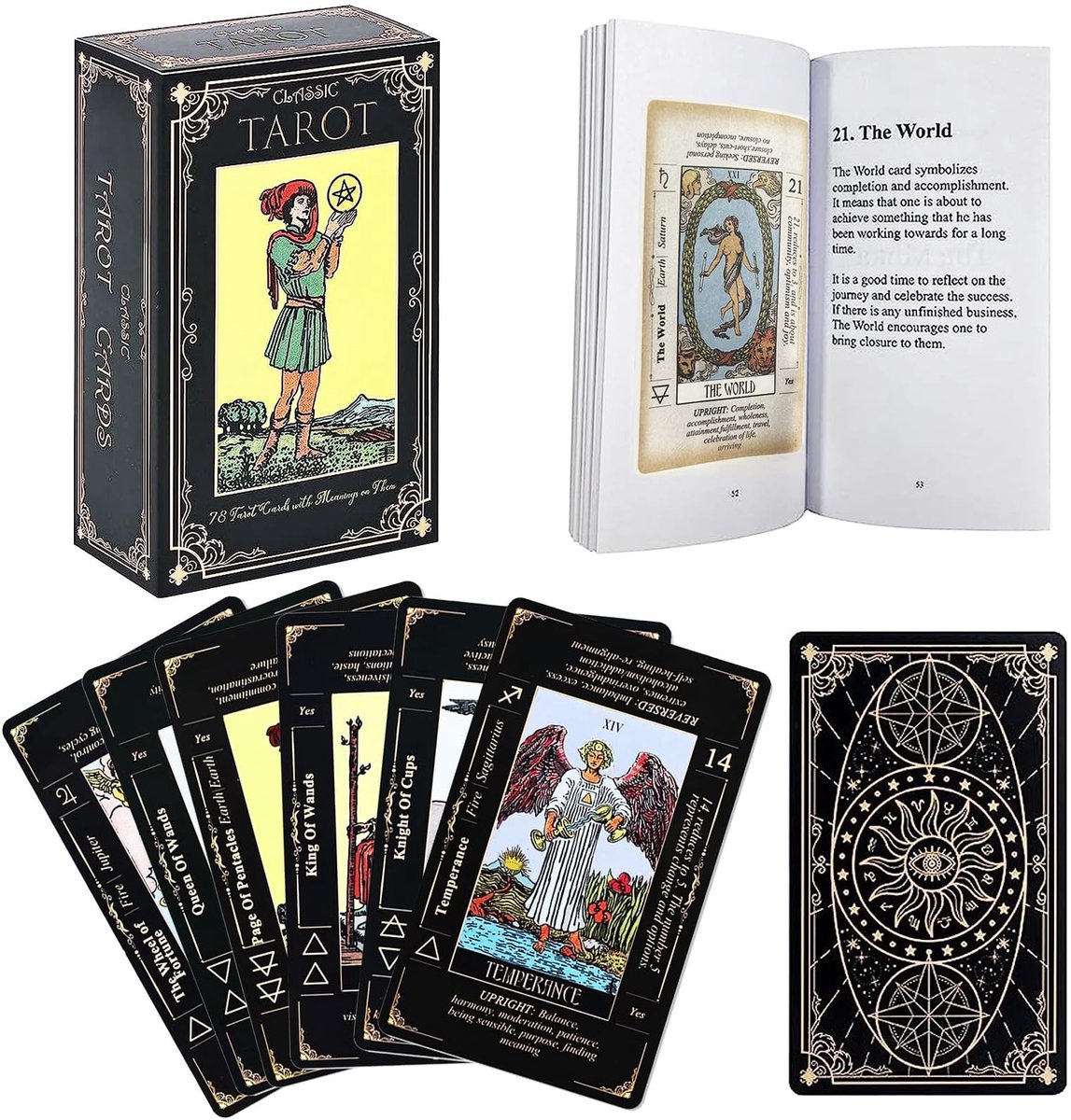 Solidchoice - Tarotkaartenset voor Beginners - Inclusief Betekenissen en Handleiding