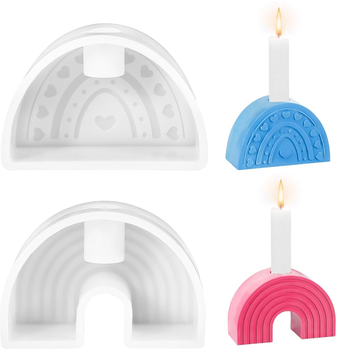 Solidchoice - Set van 2 Silicone Kaarsenhouders in Regenboogvorm