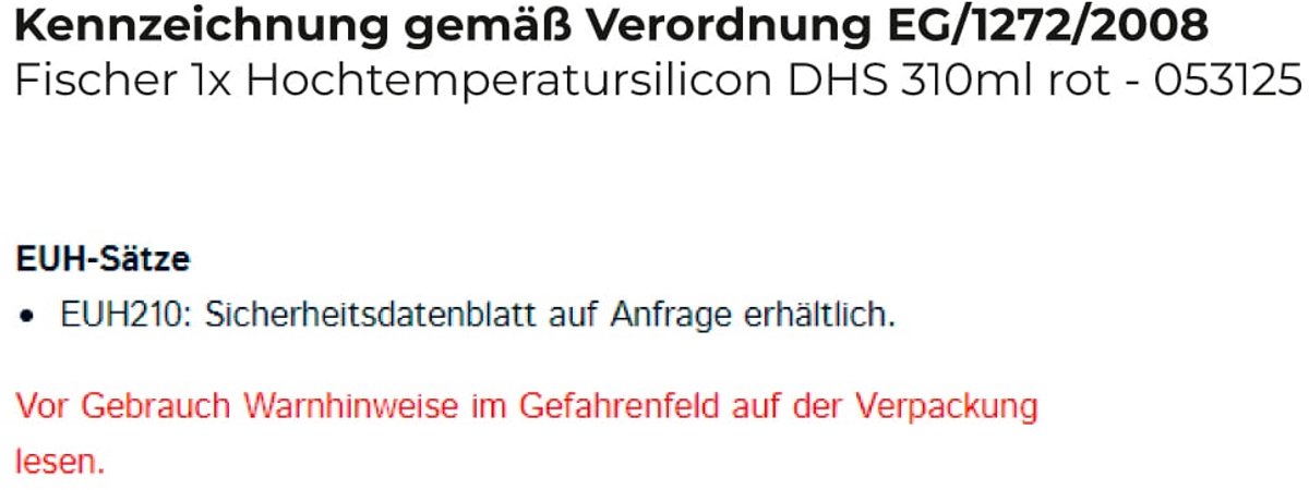 Fischer 1x Hoogtemperatuursiliconen DHS 310ml rood - 053125