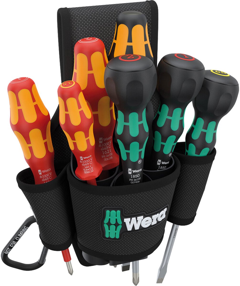 Wera 05136033001 Schroevendraaierset VDE, Werkplaats 8-delig Kruiskop Phillips, Plat