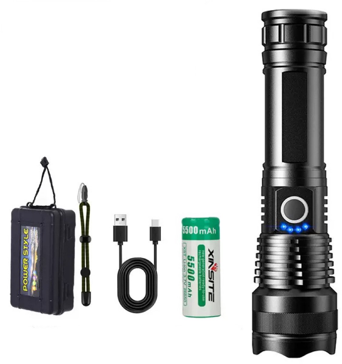 Garpex® Zaklamp LED Oplaadbaar - 5500 Lumen - Waterdicht