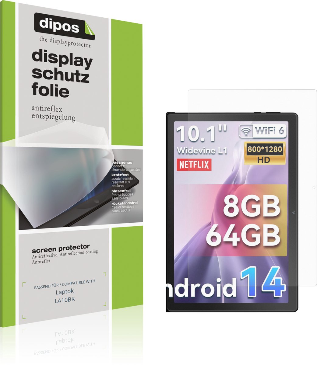 dipos – 2x Matte Beschermfolie geschikt voor Laptok LA10BK | Krasbestendige & antireflecterende Screenprotector Ultra-Thin