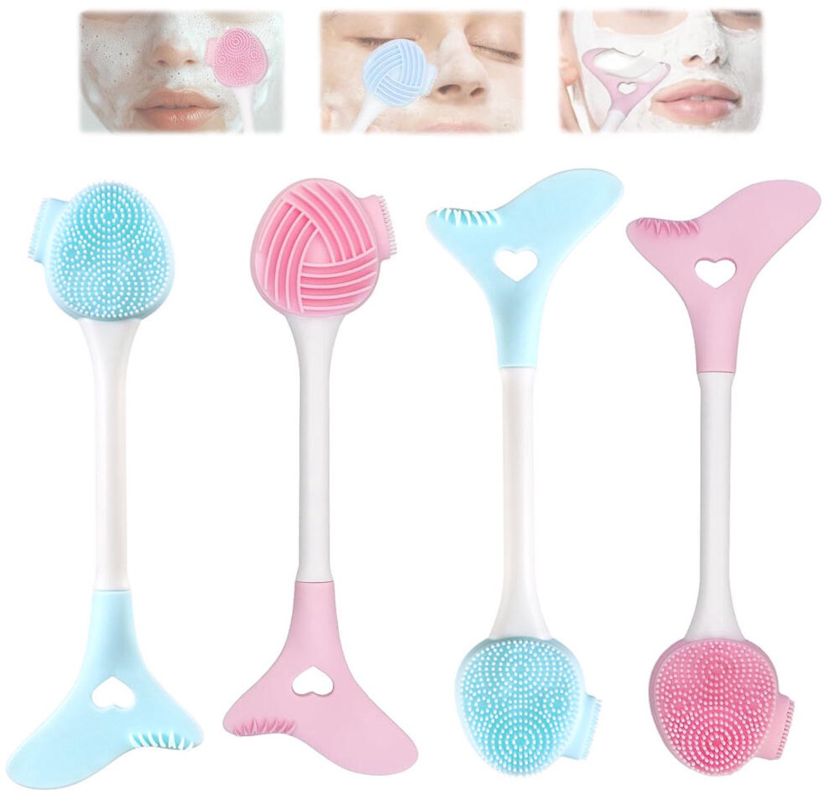 Siliconen Gezichtsborstel - 4 Stuks - Gezichtsreinigingsborstel - Gezichtsverzorging Gezichtsmasker Borstel - Gezichtsreiniging - zachte opzetborstel - Schoon Poriën - Face cleaner - voor exfoliëren, het verwijderen van mee-eters en make-up