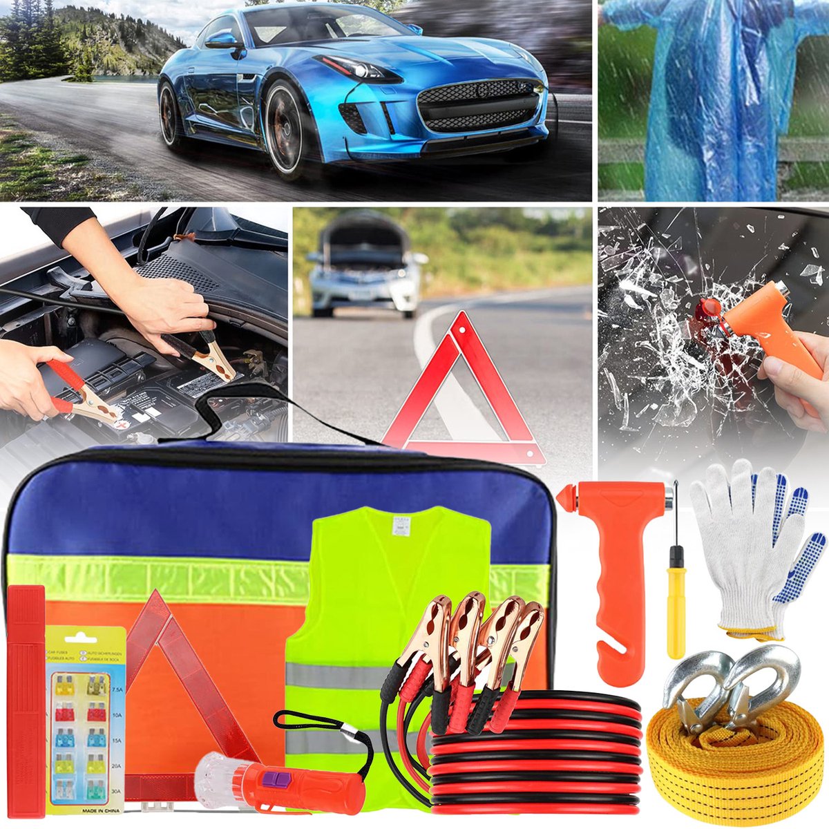 Autoveiligheidsset – EHBO-set voor in de auto - 10-delige set – foto 3