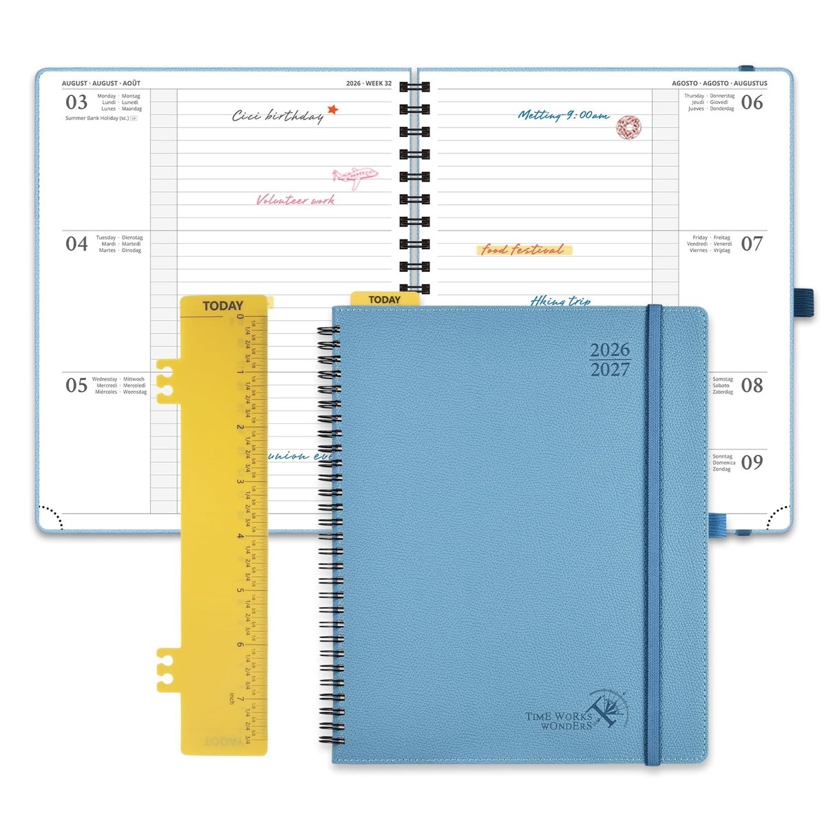 Solidchoice - 2026-2027 Horizontale Weekplanner - Ringboek met Afscheurbare Hoeken