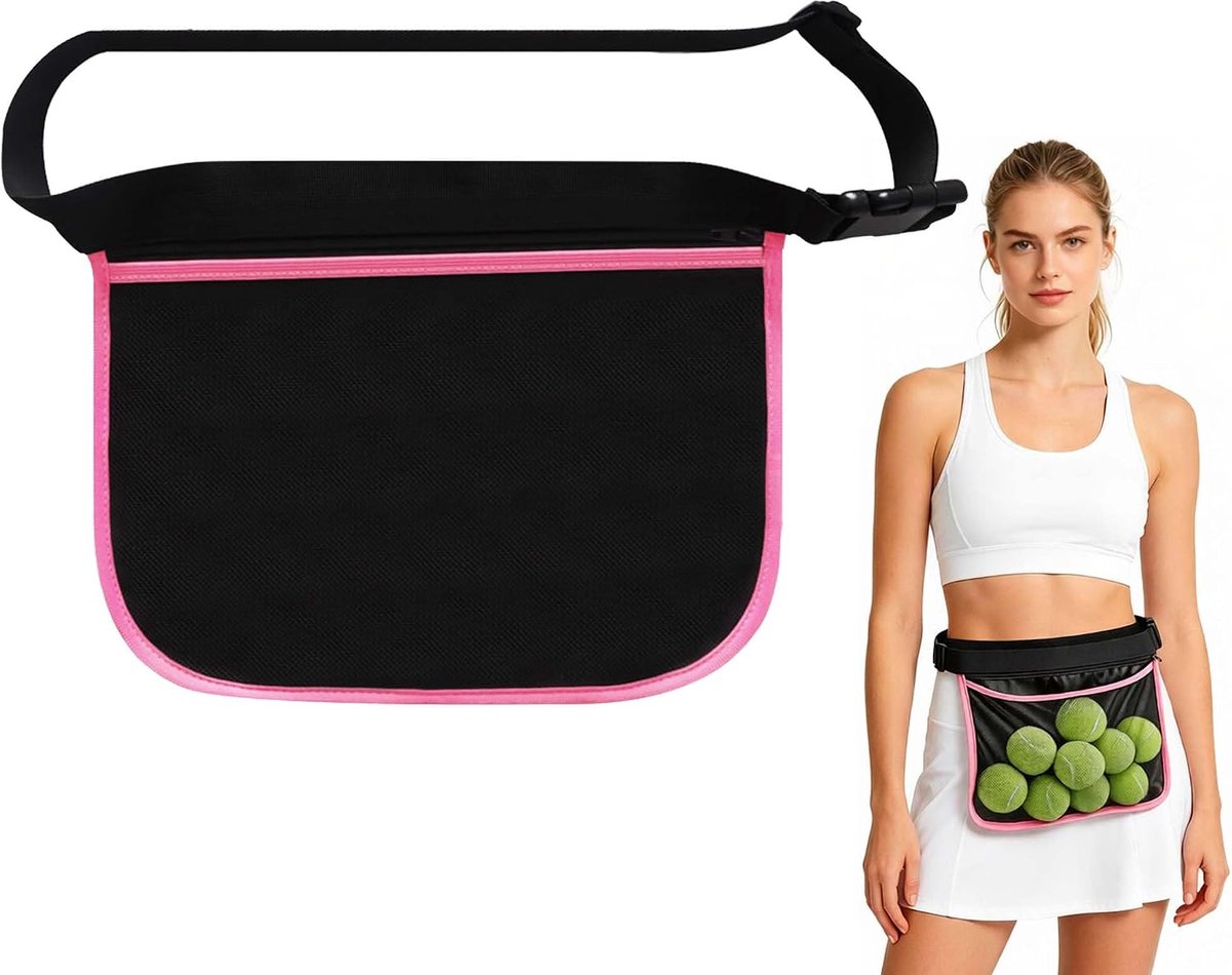 Heuptas voor tennisballen - verstelbaar van mesh - houdt 8 tot 10 ballen - ideaal voor training - SnelShoppen