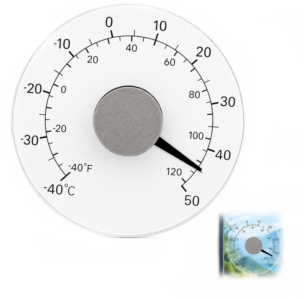 Buitenthermometer - batterijloos - transparante wijzerplaat - nauwkeurige temperatuurmeting voor thuis - SnelShoppen