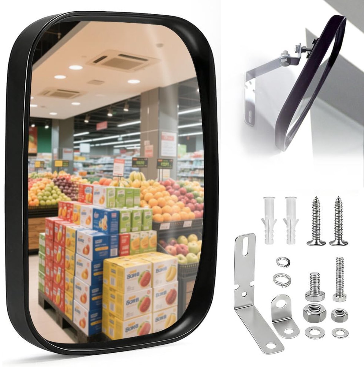Verkeersspiegel vierkant 19 x 16 cm - verstelbare groothoek - convexe spiegel - veiligheid bij uitritten - SnelShoppen