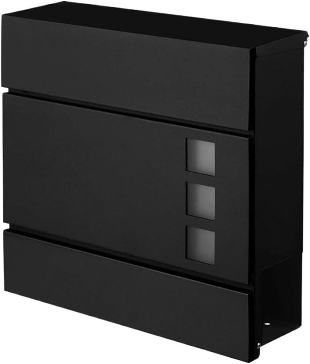 Brievenbus met Krantenhouder - Wandbrievenbus Pakketkast - Post Veilig Opslaan - Afsluitbaar Sleutelslot - 45 x 17 x 45 cm