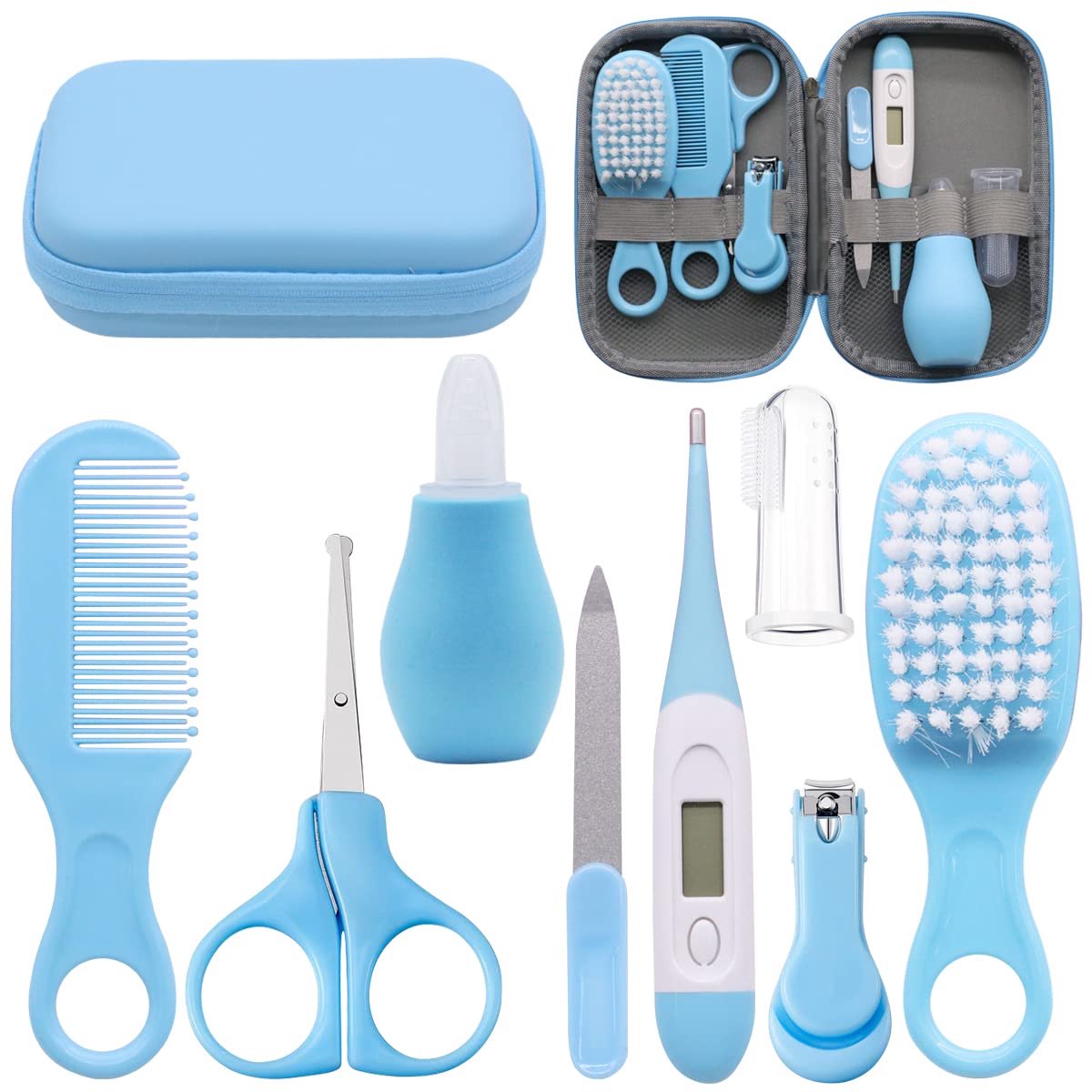 Babyverzorgingsset 8-delig - blauw - complete eerste uitrusting - ideaal voor pasgeborenen - ShopVlot