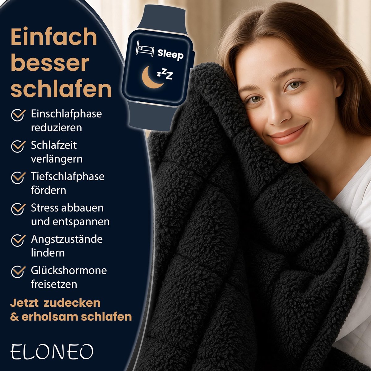 Gewichtsdeken 135x200 cm - Sherpa Fleece - 9 kg - anti-stress deken voor ontspannen slapen - ShopVlot