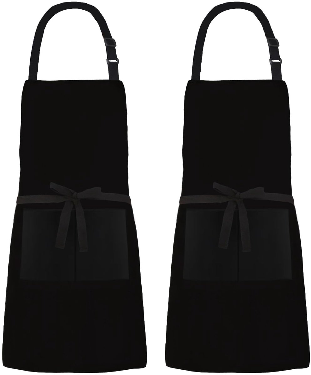 Canvas schorten set van 2 - verstelbaar - zwart - ideaal voor koken en bakken - ShopVlot