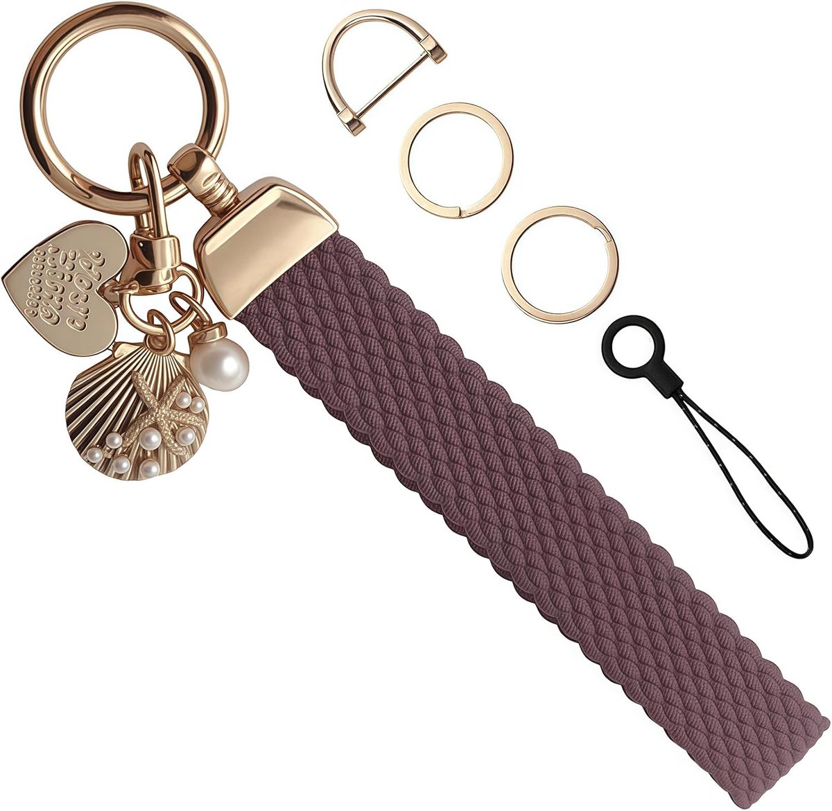 Sleutelhanger met polsband - rekbare visnet sleutelhanger - gevlochten polslanyard - ideaal voor sleutels en telefoon - ShopVlot