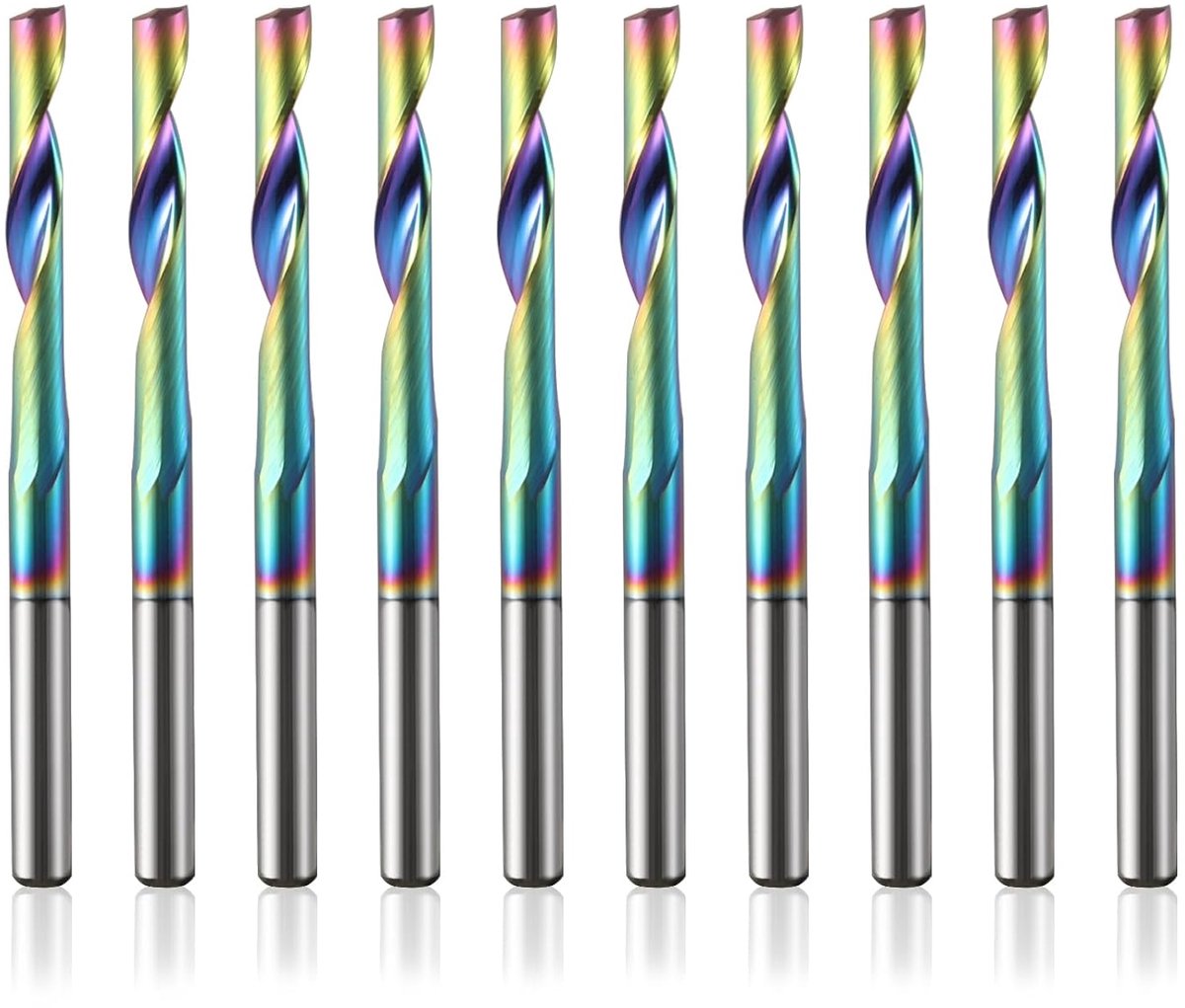 CNC aluminium groove cutter 3.17mm VHM spiral router with DLC coating cutting diameter 22mm carbide cutter 10 pieces - ShopVlot