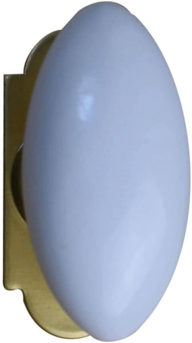 Window handle oval, white and brass QUINCADECO - ShopVlot