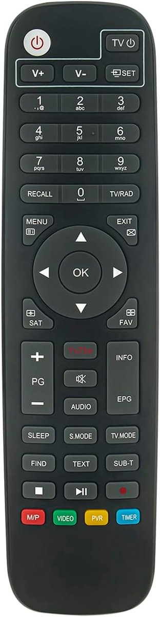 ALLIMITY Remote control replacement suitable for GTMEDIA SAT TV V7 PRO, V7 PRO DVBS, V7 PRO S2, V7 PRO S2X, P30M3ST-1 - ShopVlot