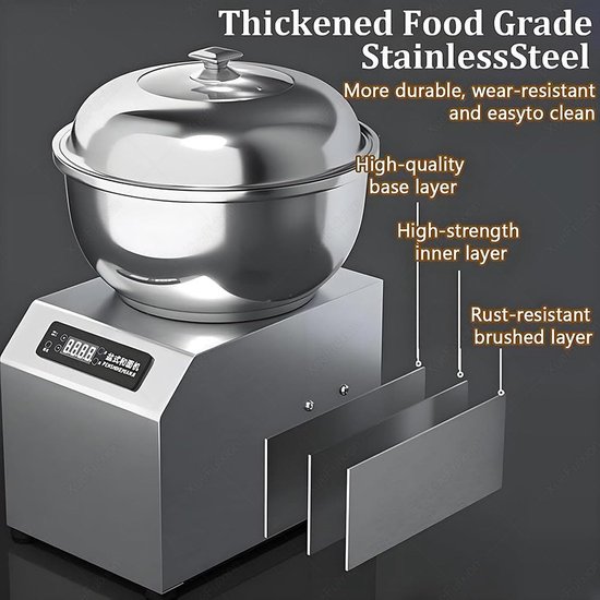 Deegkneedmachine - Keukenmixer Deegmixer - Brood Bakken - Dubbele Rotatie Kneedfunctie - 8L Kom - Zilver — afbeelding 3