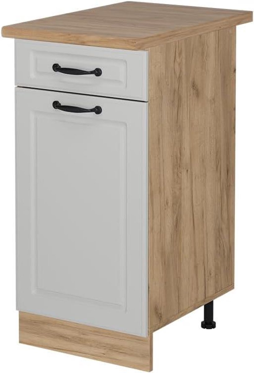 Keukenkast met Lade - Onderkast Keuken - Keuken Organiseren - Modulair Ontwerp - 40 cm breed - Wit Landhuisstijl