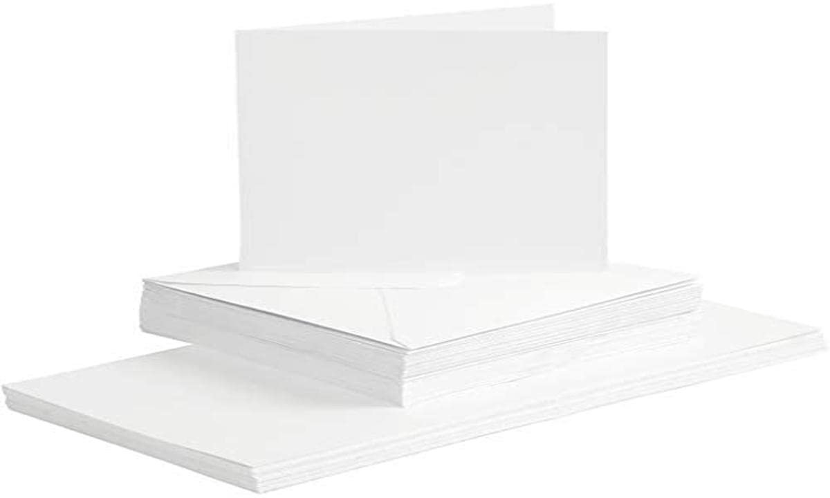 Wenskaarten en enveloppen 15x15 cm - wit - 50 sets - SnelShoppen