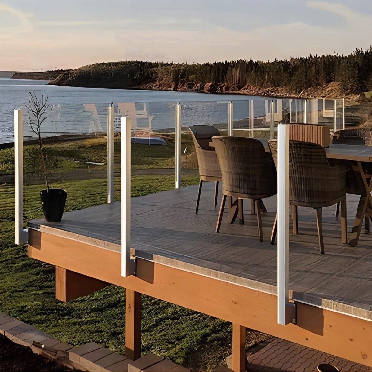Glazen Balustrade Paal - Terrashek Paal - Buitenruimte Beveiligen - Zijmontage Systeem - 10 mm glasdikte - Roestvrij Staal
