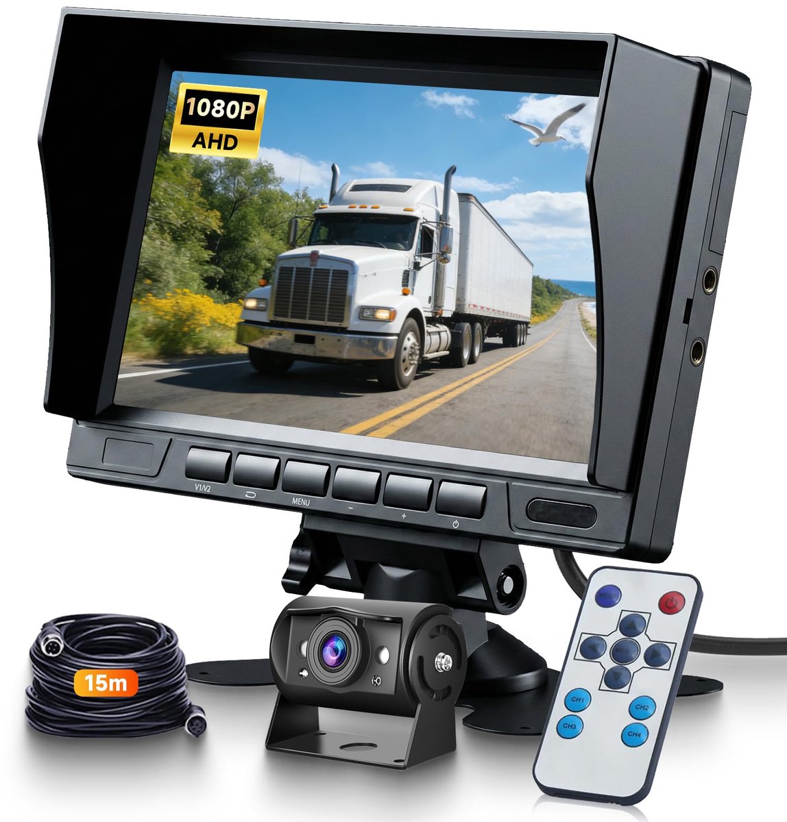 Achteruitrijcameraset 1080p 7 inch - IP69 waterdicht - nachtzicht - groothoek voor veilig achteruitrijden - ShopVlot